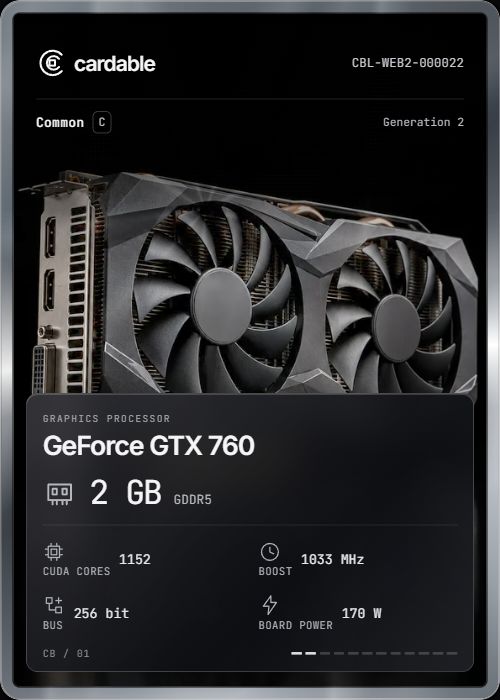 GeForce GTX 760, Common Cardable card