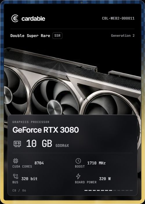 GeForce RTX 3080, Double Super Rare Cardable card