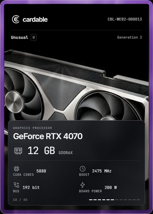 GeForce RTX 4070, Unusual Cardable card