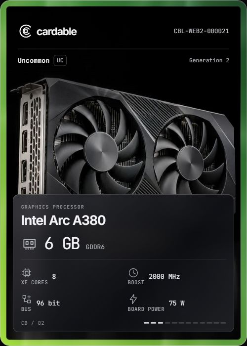 Intel Arc A380, Uncommon Cardable card