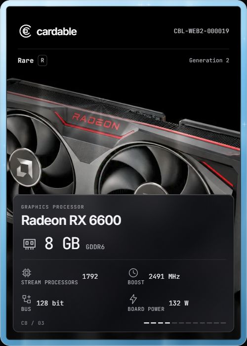 Radeon RX 6600, Rare Cardable card