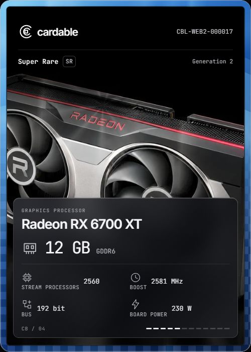 Radeon RX 6700 XT, Super Rare Cardable card