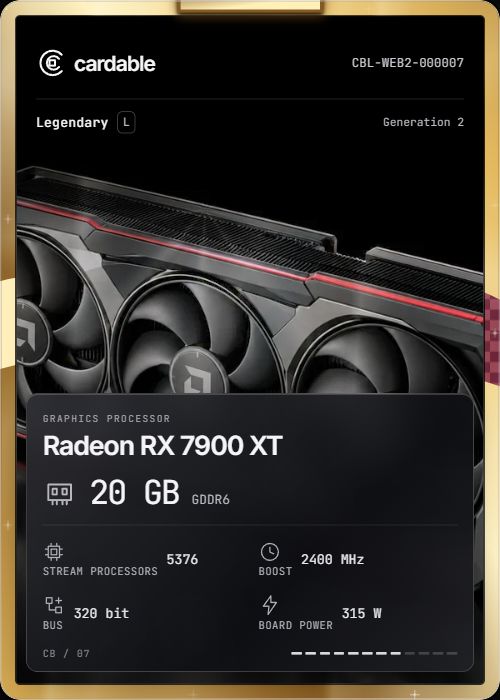 Radeon RX 7900 XT, Legendary Cardable card