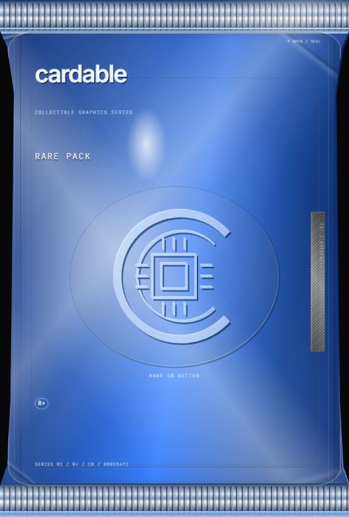 Cardable Rare pack with sapphire laminate and sealed crimps