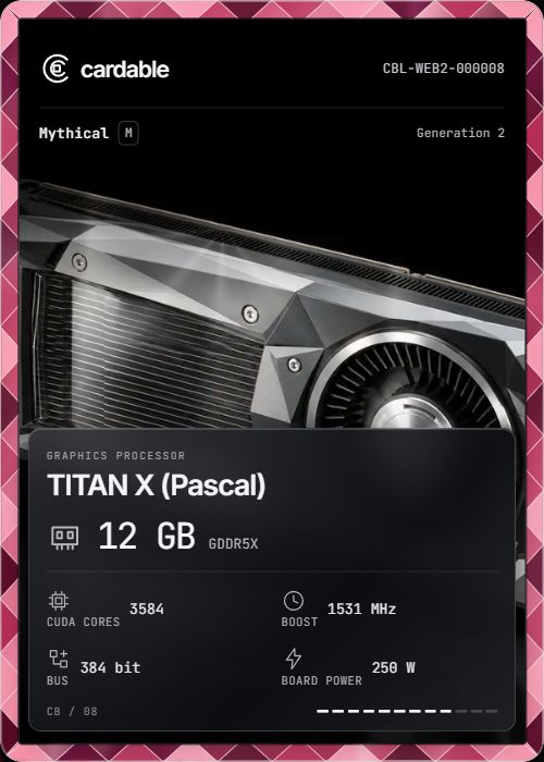 TITAN X (Pascal), Mythical Cardable card